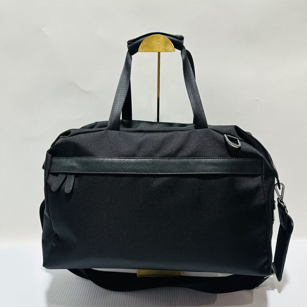 Boconi Ballistic Nylon Weekend Duffel Bag Nappa Leather Trim Black NWT $379 - Picture 8 of 15